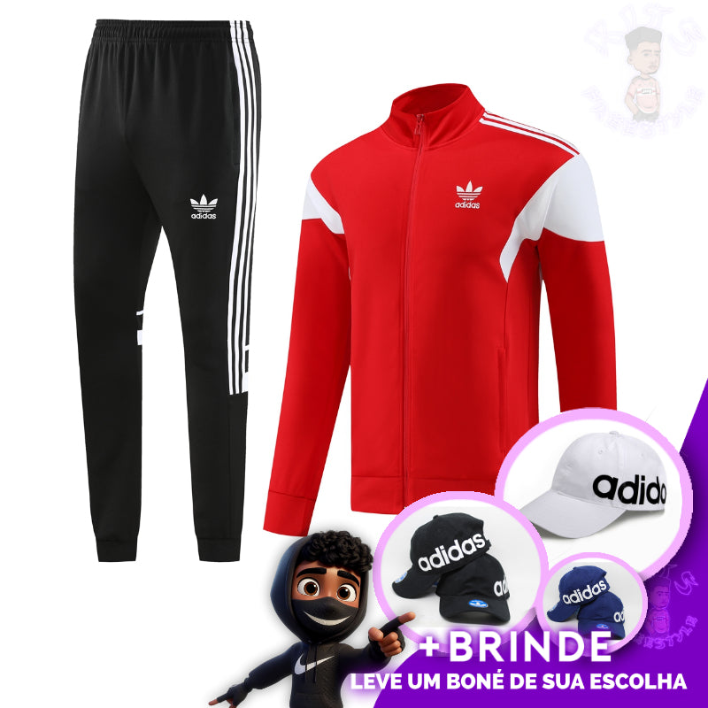 CONJUNTO ADIDAS VERMELHO + [BONÉ DE BRINDE]