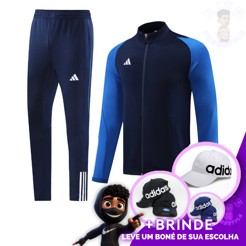 CONJUNTO ADIDAS AZUL + [BONÉ DE BRINDE]