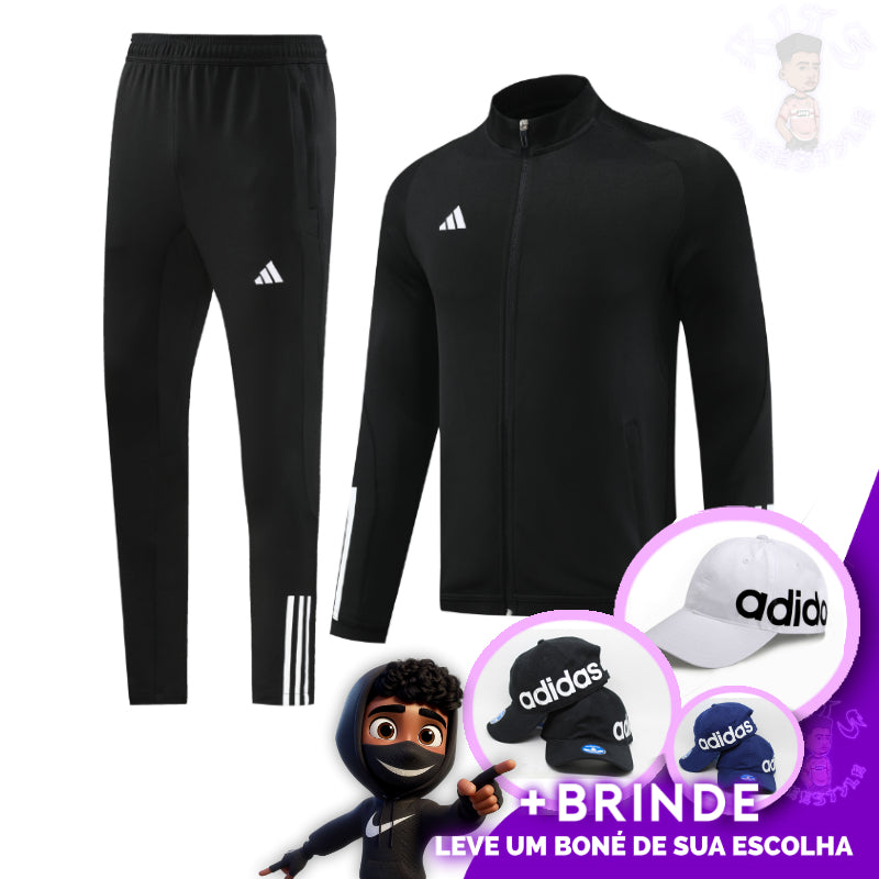 CONJUNTO ADIDAS PRETO + [BONÉ DE BRINDE]