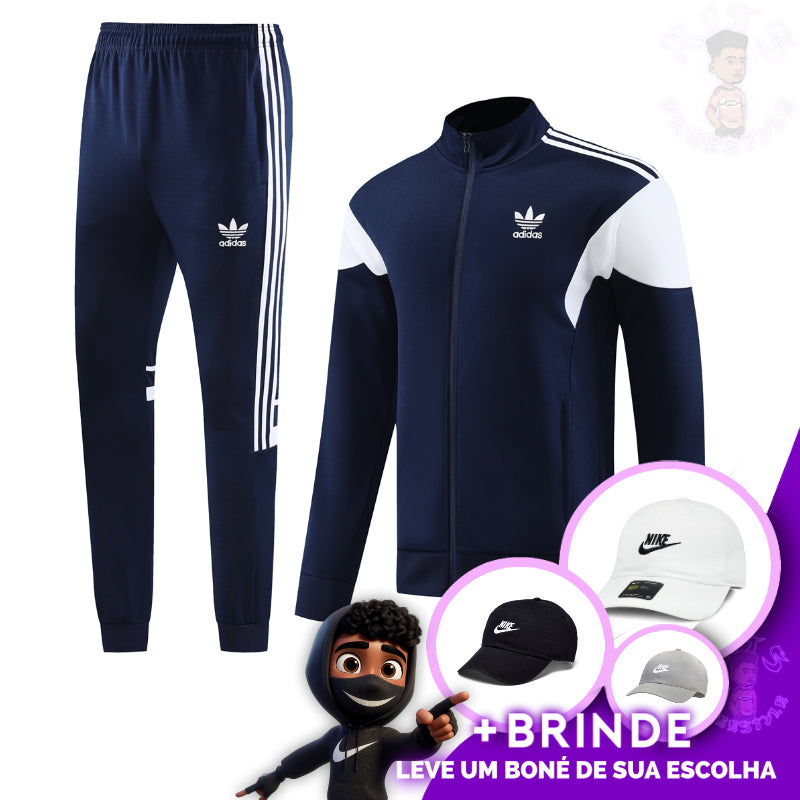 CONJUNTO ADIDAS AZUL ESCURO + [BONÉ DE BRINDE]