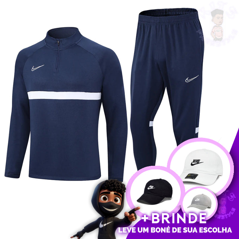 CONJUNTO NIKE AZUL DRY-FIT + [BONÉ DE BRINDE]